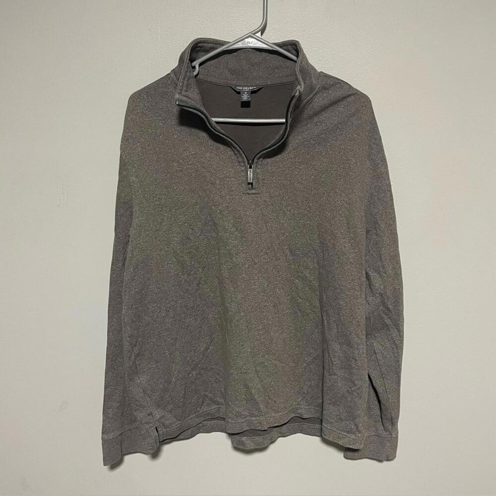Van Heusen flex Gray Quarter-Zip Pullover sweater Mens size medium
